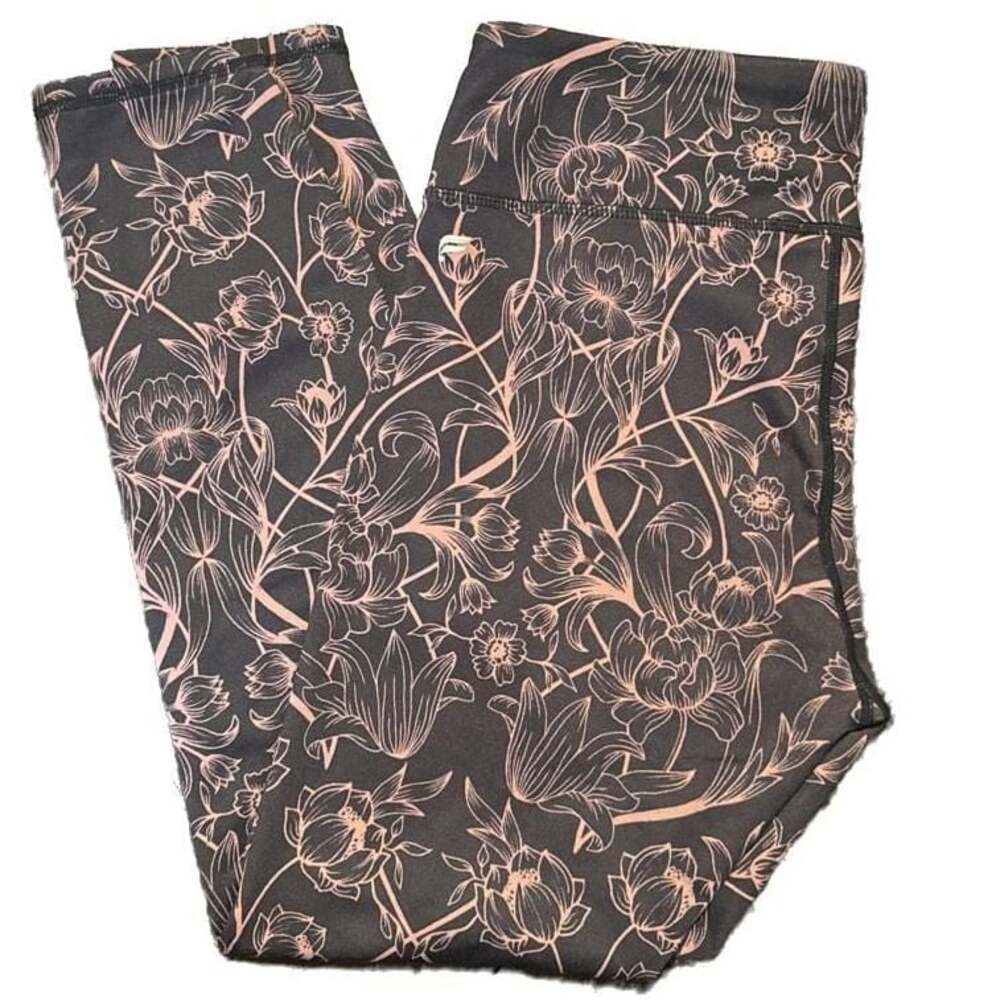 Fabletics Define PowerHold High-Waisted Valencia Pink Black Floral Leggings